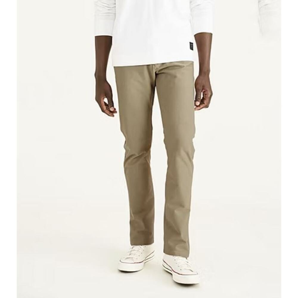 NEW DOCKERS Big & Tall 44x29 Comfort Knit Chino Straight Fit Beige Khaki Pants!